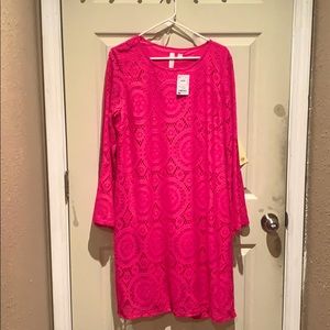 Tacera Pink Lace Dress and cobalt blue lace dress